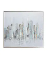 Rosemary Lane Canvas Buildings City Framed Wall Art with Silver-Tone Frame, 48" x 2" x 36"