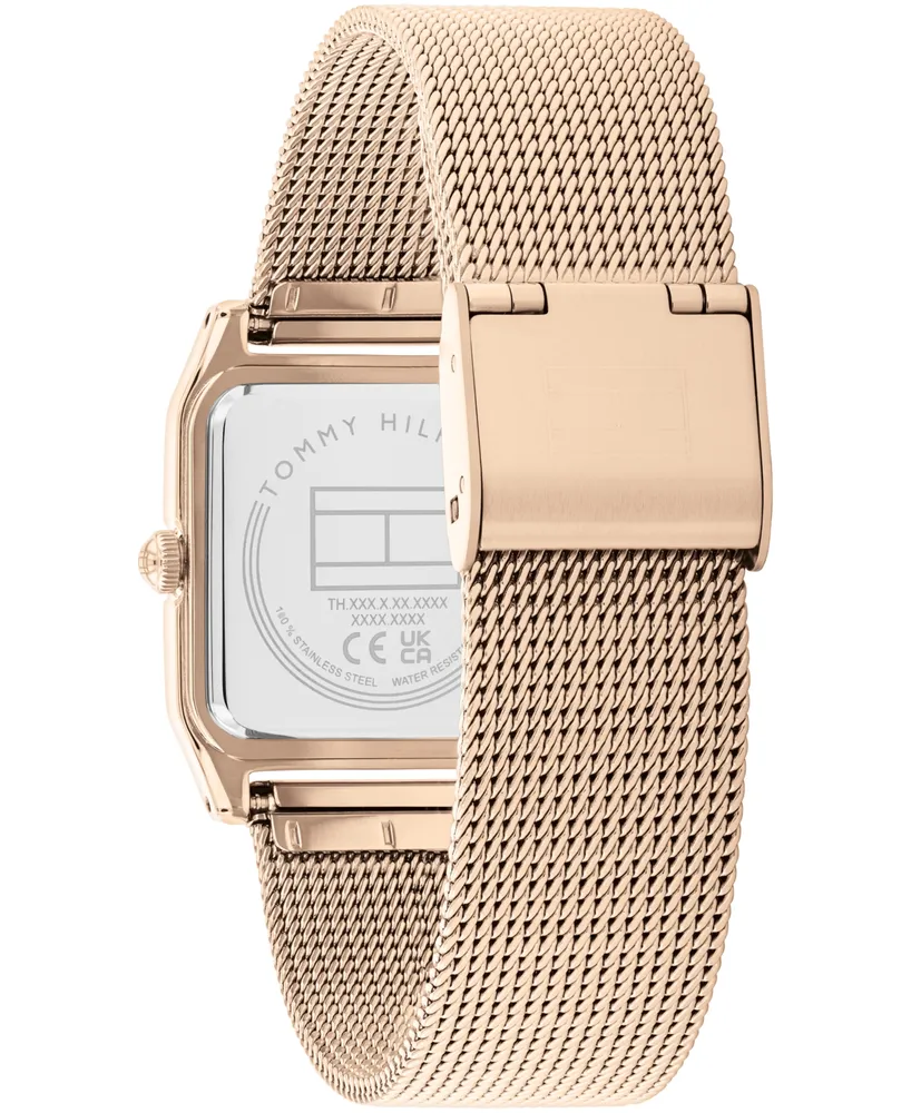 Tommy Hilfiger Women's Quartz Carnation Gold Tone Steel Mesh Bracelet Watch 26mm