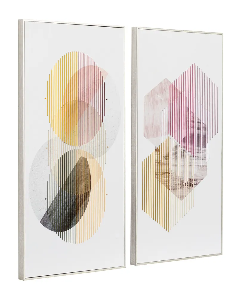 Rosemary Lane Canvas Geometric Framed Wall Art with Silver-Tone Frame Set of 2, 20" x 31.50"