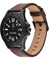 Tommy Hilfiger Men's Quartz Dark Brown Leather Strap Watch 46mm