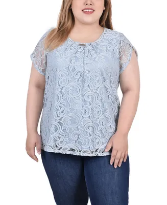 Ny Collection Plus Lace Petal Sleeve Top