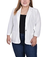 Ny Collection Plus Size 3/4 Sleeve Scuba Crepe Blazer