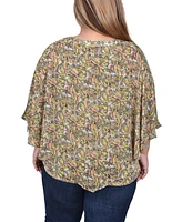 Ny Collection Plus Chiffon Poncho Top with Ring