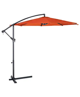 10 Ft Hanging Umbrella Patio Sun Shade Offset Outdoor Market Cross Base