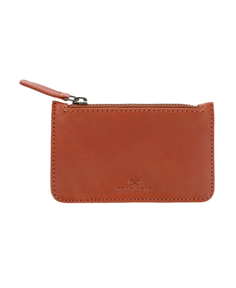 Trafalgar Men's Sergio Front Pocket Leather Zipper Pouch