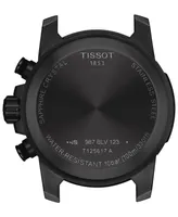 Tissot Men's Swiss Chronograph Supersport Black Leather Strap Watch 46mm