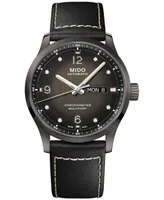 Mido Men's Swiss Automatic Multifort Chronometer Black Leather Strap Watch 42mm