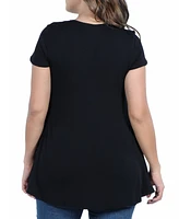 24seven Comfort Apparel Plus Short Sleeve V-Neck Tunic Top