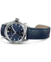 Hamilton Women's Swiss Automatic Jazzmaster Performer Blue Leather Strap Watch 34mm