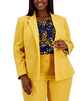 Kasper Plus Crepe One-Button Blazer