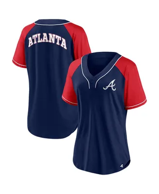 Women's Fanatics Navy Atlanta Braves Ultimate Style Raglan V-Neck T-shirt