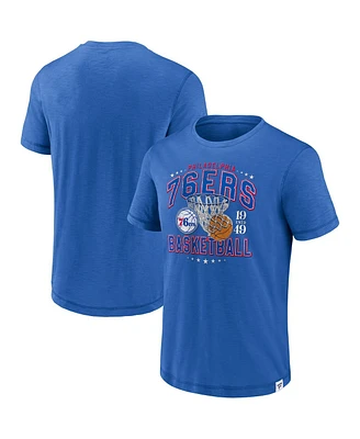 Men's Fanatics Royal Philadelphia 76ers Reinforce True Classics Vintage-like Slub T-shirt