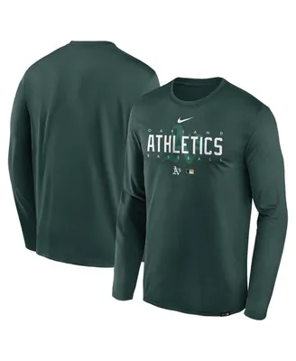 Men's Nike Green Oakland Athletics Authentic Collection Team Logo Legend Performance Long Sleeve T-shirt