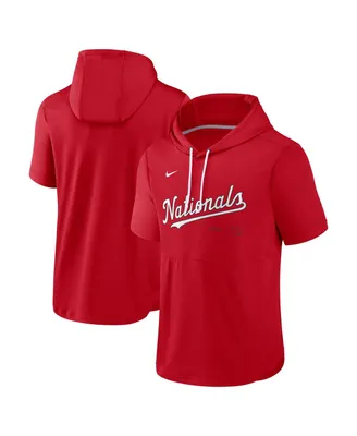 Men's Nike Red Washington Nationals Springer Short Sleeve Team Pullover Hoodie