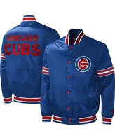 Men's Starter Royal Chicago Cubs Midfield Satin Full-Snap Varsity Jacket