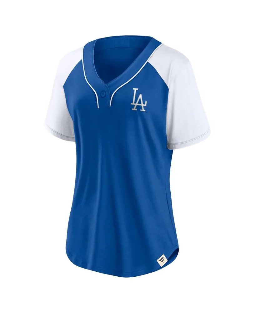 Women's Fanatics Royal Los Angeles Dodgers Bunt Raglan V-Neck T-shirt