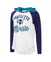 Women's G-iii 4Her by Carl Banks White Charlotte Hornets Mvp Raglan Hoodie Long Sleeve T-shirt