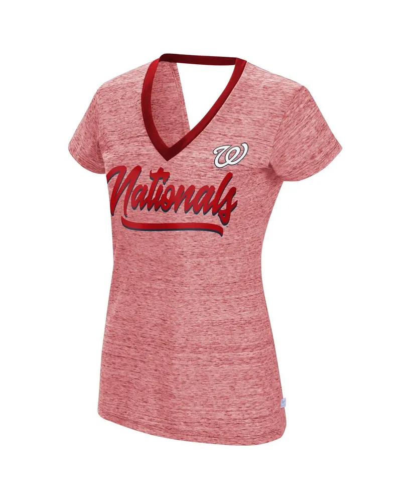 Women's Touch Red Washington Nationals Halftime Back Wrap Top V-Neck T-shirt