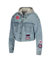 Women's Wear by Erin Andrews Washington Nationals Hooded Full-Button Denim Jacket