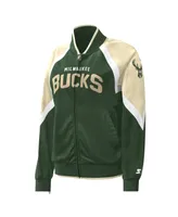 Women's Starter Hunter Green Milwaukee Bucks Slam Dunk Raglan Full-Zip Track Jacket