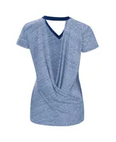 Women's Touch Royal New York Mets Halftime Back Wrap Top V-Neck T-shirt