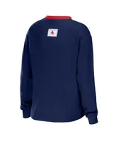 Women's Wear by Erin Andrews Navy Boston Red Sox Waffle Henley Long Sleeve T-shirt
