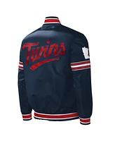 Men's Starter Navy Minnesota Twins Midfield Satin Full-Snap Varsity Jacket