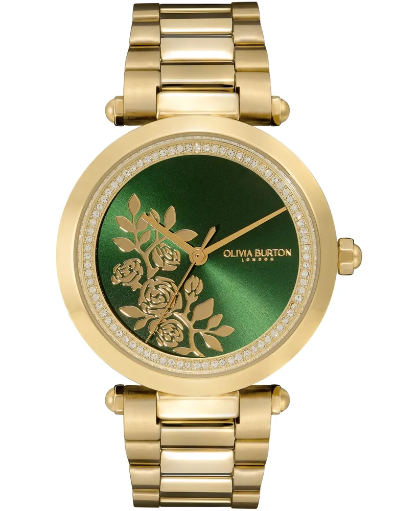 Olivia Burton Women's Signature Floral Ion Plated Gold-Tone Steel Bracelet Watch 34mm