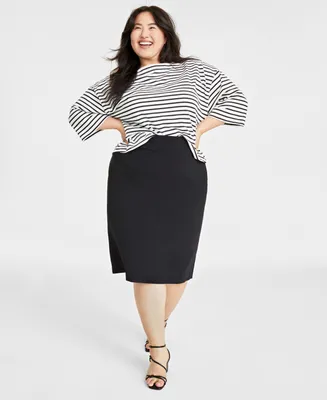 On 34th Plus Double-Weave Pencil Skirt, Created for Macy's