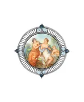 2028 Glass Crystal Round Cameo Brooch