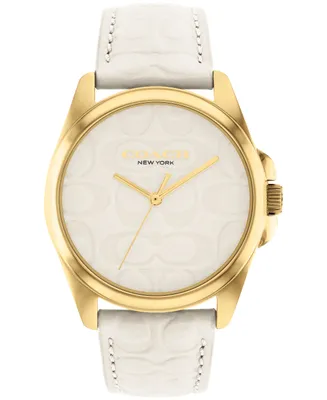 Coach Women's Greyson Signature Embossed Chalk Leather Watch 36mm