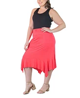 24seven Comfort Apparel Plus Elastic Waist Handkerchief Skirt
