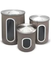 Mega Casa Megacasa 3 Piece Stainless Steel Canister Set in Brown Finish