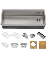 Kraus Kore 45 in. Workstation Undermount 16 Gauge Single Bowl Stainless Steel Kitchen Sink with Accessories