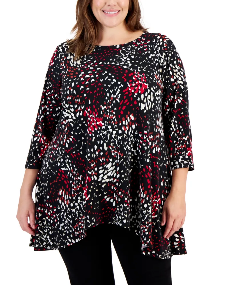 Jm Collection Plus Printed Swing Top, Created for Macy's