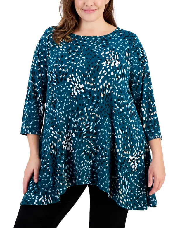 JM Collection plus Size Animal Fusion Printed Top, Created for