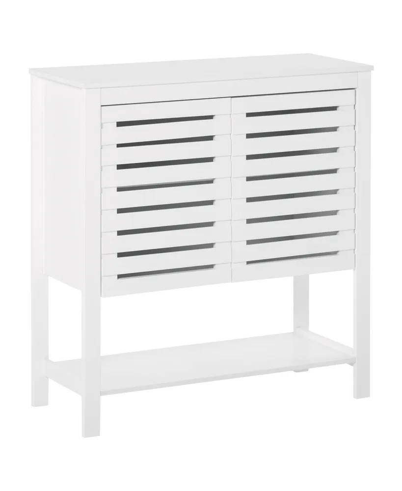 Homcom Modern Console Cabinet w/Slat Double Doors, & Enclosed Adjustable Shelf