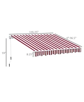 Outsunny 10'x8' Retractable Sun Shade Patio/Window Awning, Polyester Fabric,