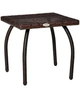 Outsunny Rattan Wicker Side Table, End Table with All-Weather Material for Outdoor, Garden, Balcony, or Backyard