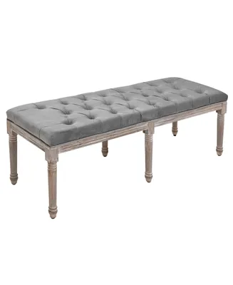 Homcom Accent Bench Tufted Upholstered Fabric Ottoman for Living Room, Bedroom