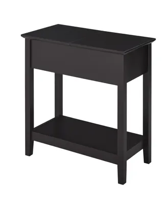 Homcom Wood Flip Top End Side Table with Cabinet Bottom Shelf for Home Office