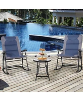 Costway 3PCS Folding Bistro Set Rocking Chair Cushioned Table