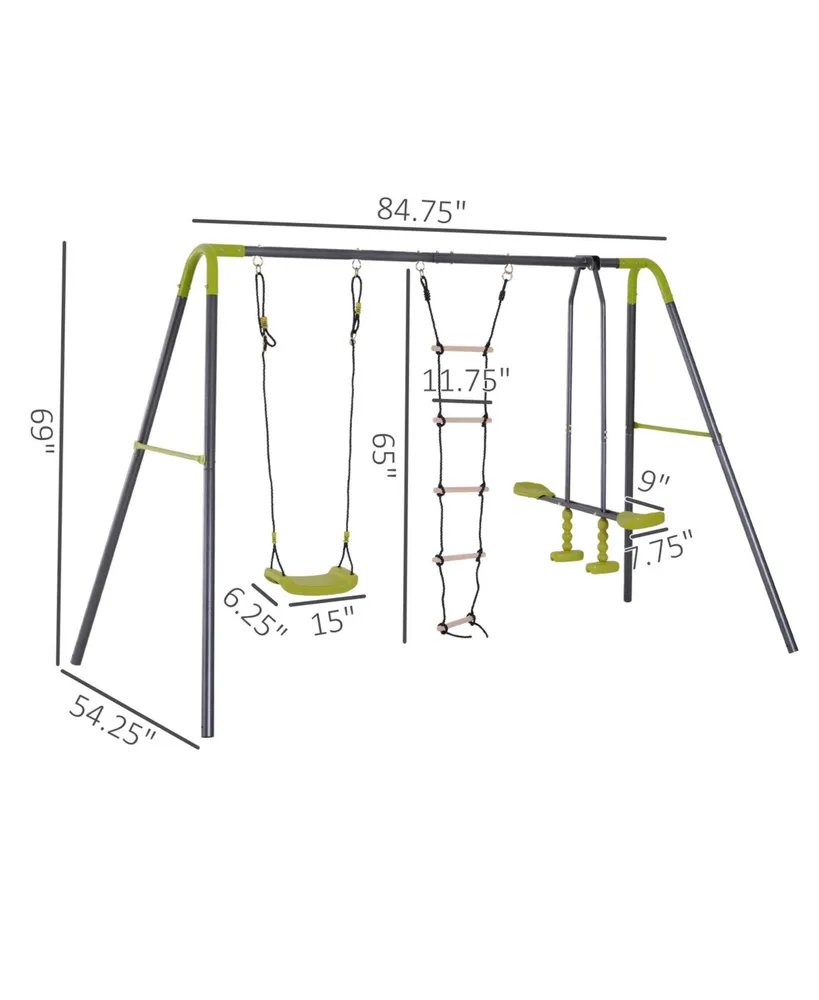 Homcom 3 in 1 Kid Swing Set, Double Face to Face Swing Seat & Glider Set