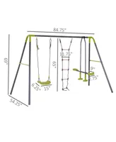 Homcom 3 in 1 Kid Swing Set, Double Face to Face Swing Seat & Glider Set
