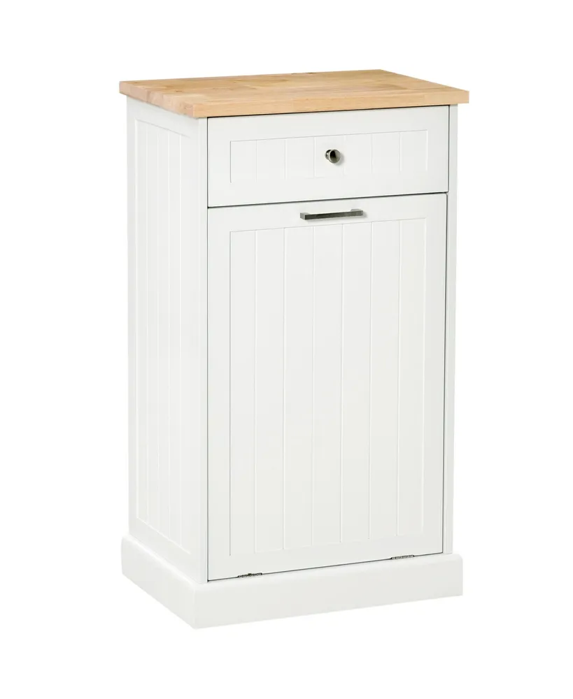 Trash Bin Cabinet with Shelf and Drawer, Trash Can Cabinet, Tilt