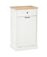 Homcom Hidden Trash Can Container Tilt Opening Kitchen Cabinet Bin, White/Oak