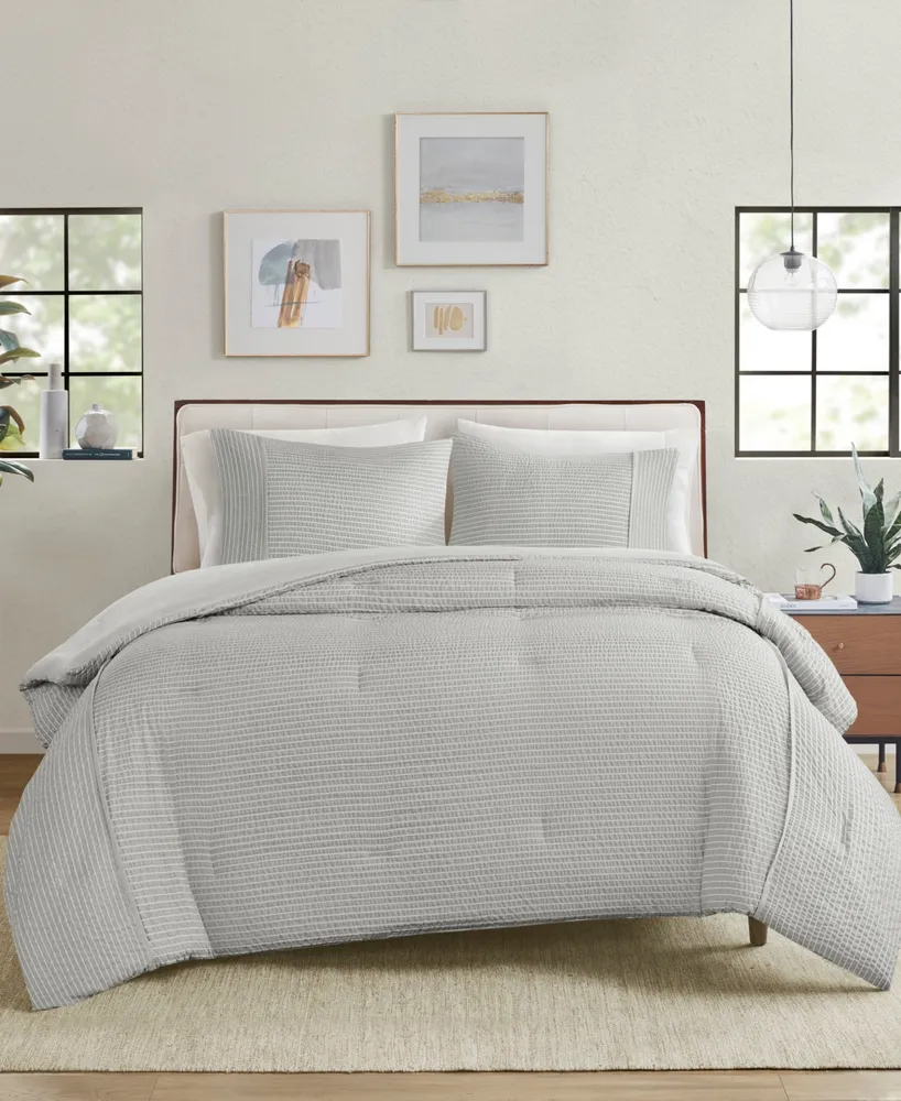 Closeout! Beautyrest Apollo 3 Piece Striped Seersucker Oversized Comforter Set