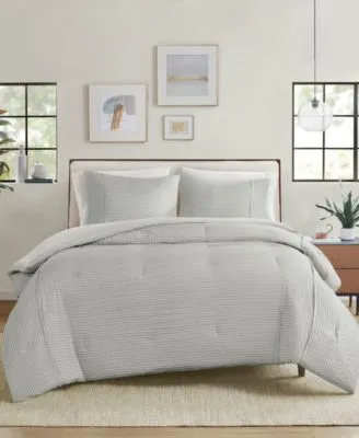 Closeout Beautyrest Apollo 3 Piece Striped Seersucker Oversized Comforter Set Collection