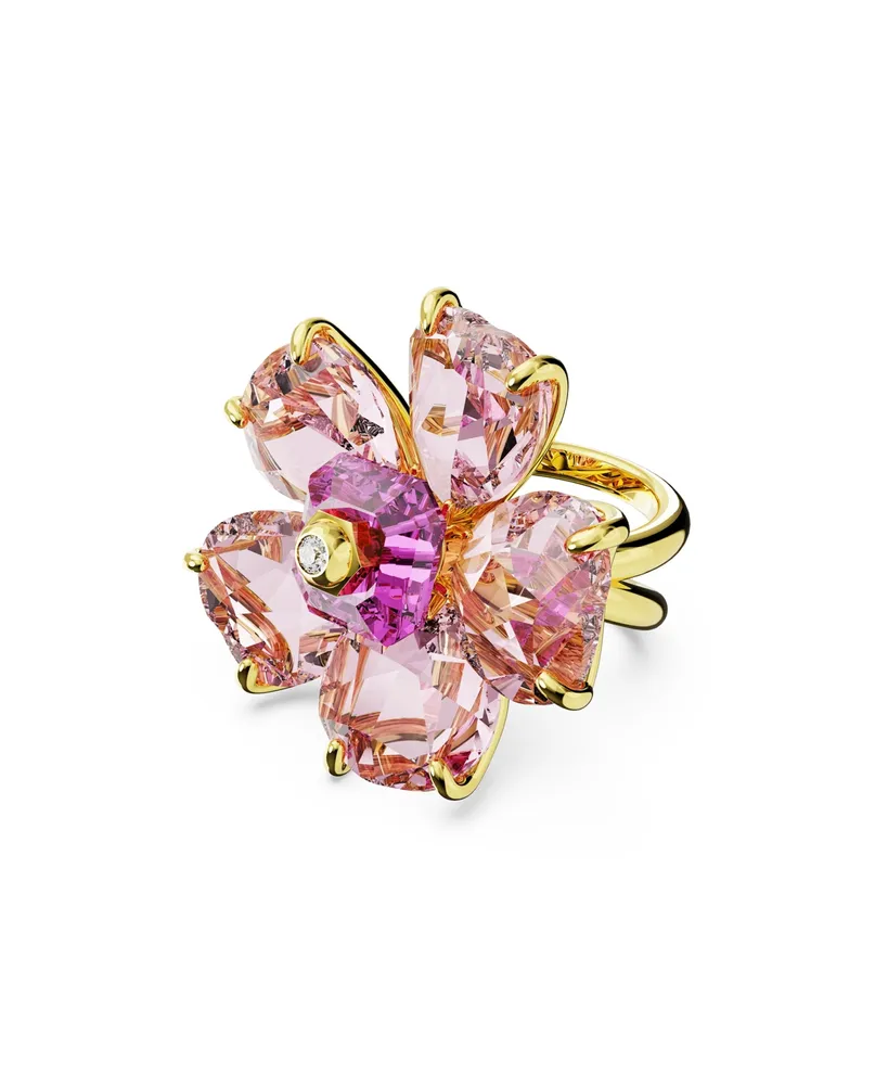 Swarovski Crystal Flower Pink Florere Cocktail Ring
