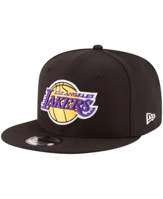 Men's New Era Black Los Angeles Lakers Official Team Color 9FIFTY Adjustable Snapback Hat